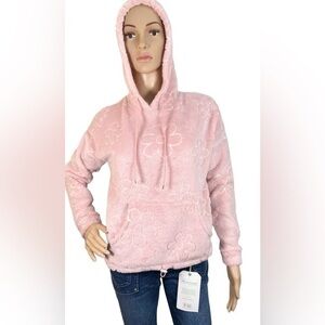 PLANET HEART  Cozy Embossed Plush Hoodie
